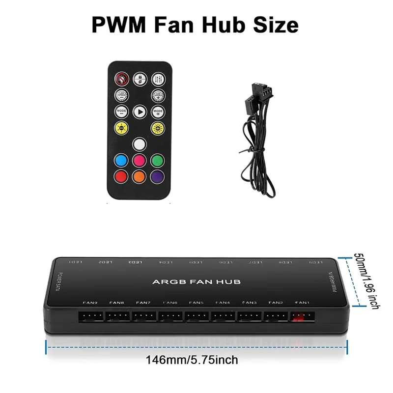 ARGB 및 PWM 2-In-1 PC ARGB 팬 허브 PC 케이스용 5V 3PIN ARGB 12V 4PIN PWM RGB 하우징 팬 허브