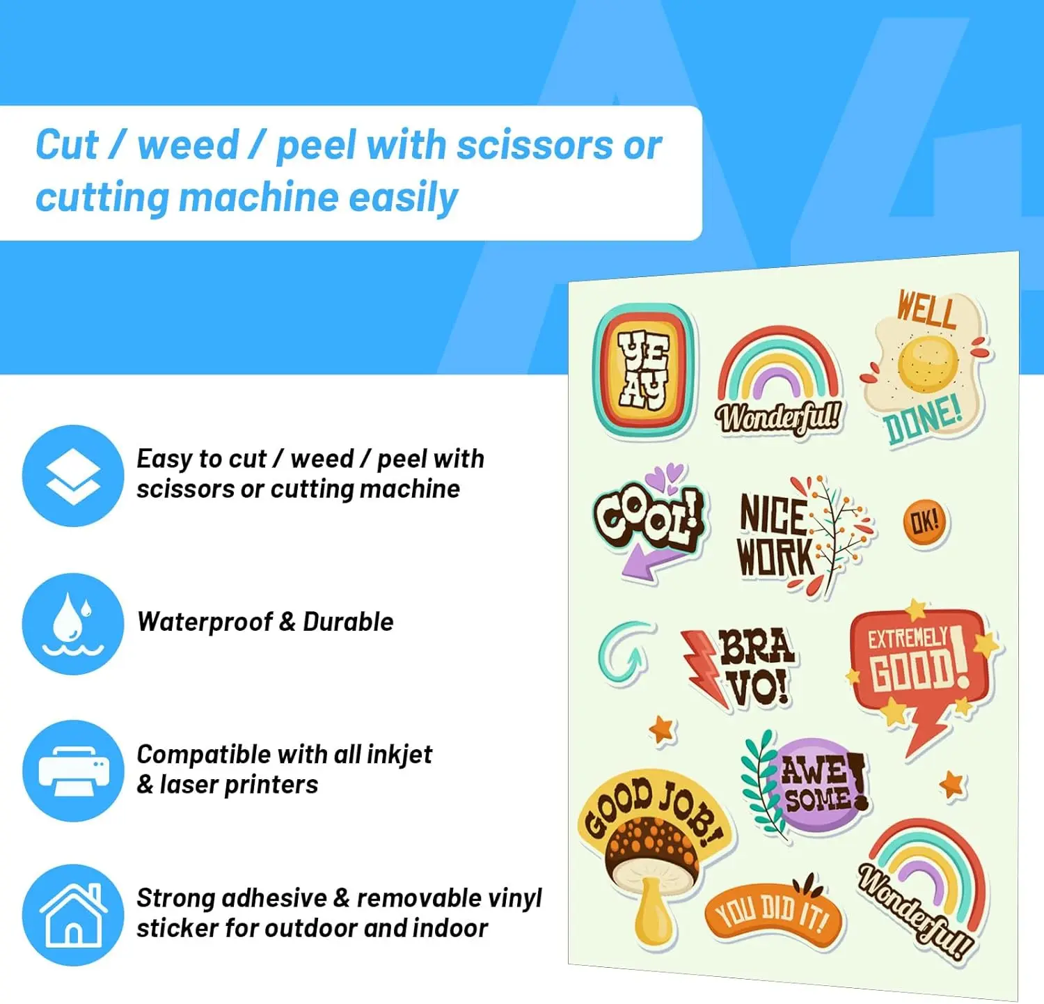 3 stks ESHANG A4-formaat Glow-in-the-Dark Printbare Vinyl Sticker Papier Pack voor Inkjet Printer Niet-waterdichte Glow Sticker Papier