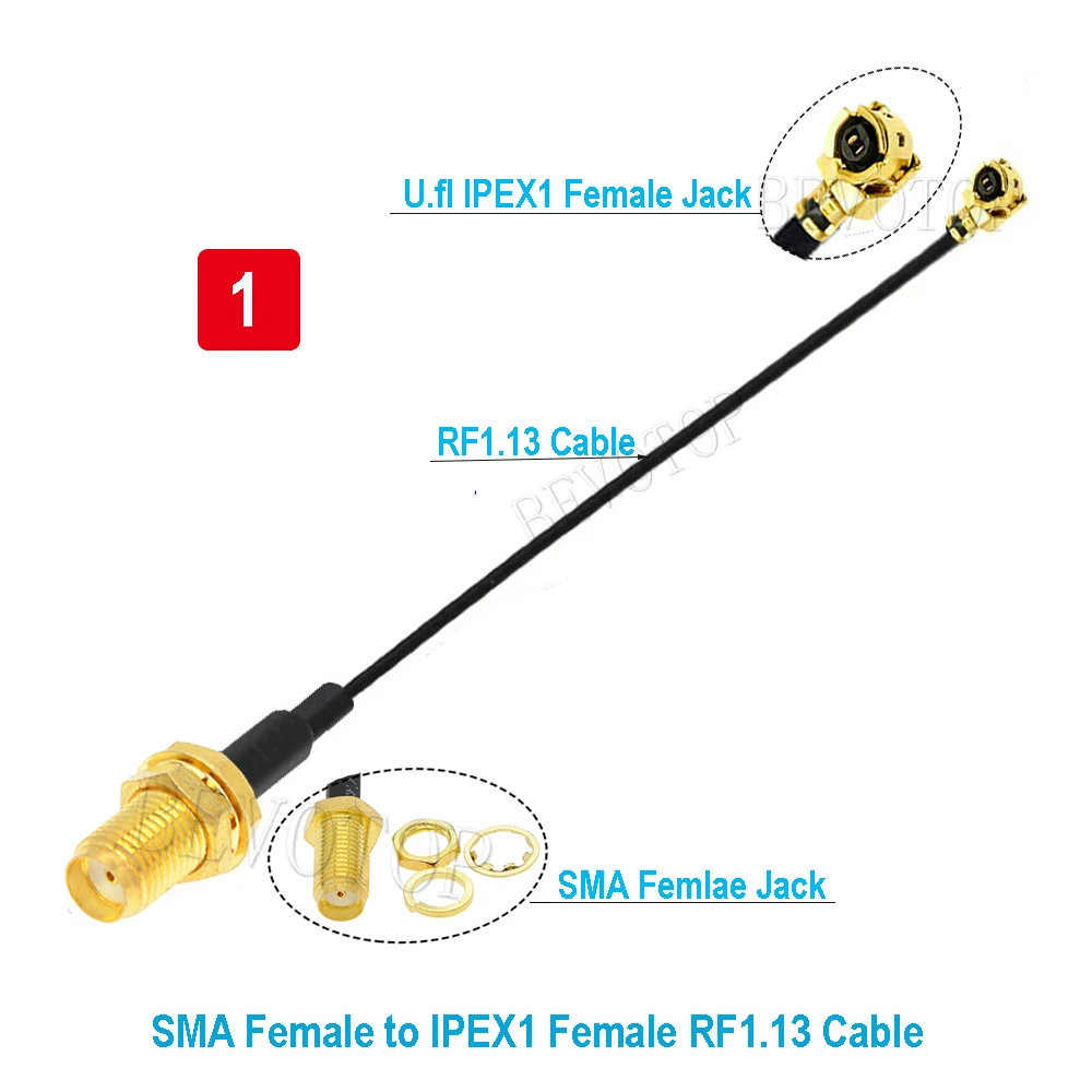 2Pcs/lot IPEX Cable SMA Female to uFL/u.FL/IPX/IPEX-1 Female Jack WIFI Antenna RF Cable RG1.13mm Pigtail Extension