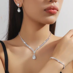 4 Pieces Of Women's Wedding Accessories, Earrings, Necklaces, Bracelets, Bridal Jewelry Sets, Banquet And Party Accessories-2910