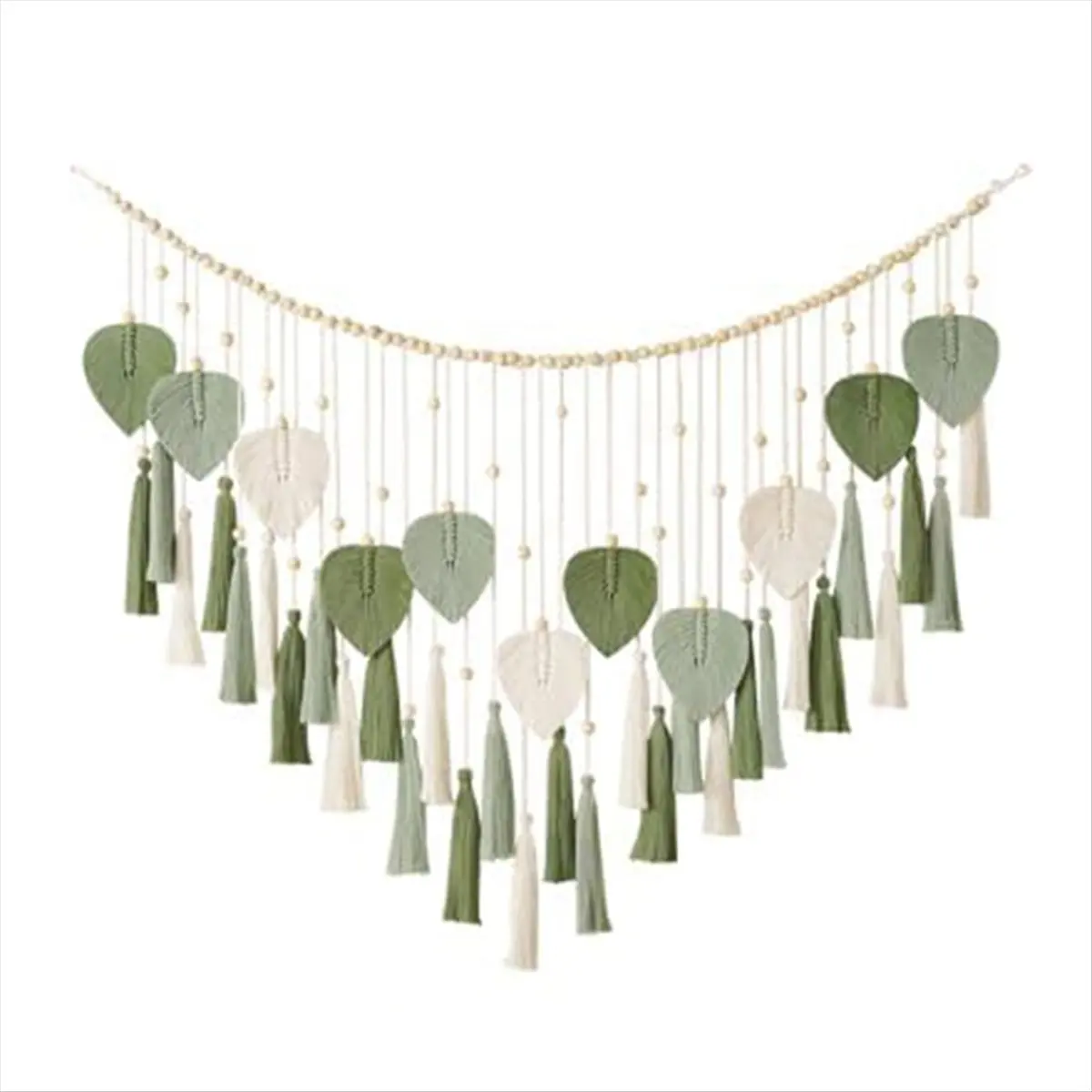 A56K Macrame Wall Hanging Leaves- Large Chic Boho Wall Decor Wowen Wall Art Leaf Tassels Tapestry for Home