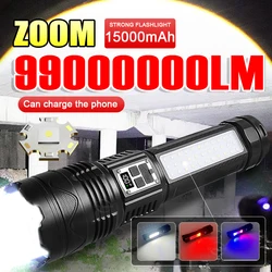 Super Bright Torch 1500W High Power LED Flashlight USB Rechargeable Lamp Waterproof Outdoor Camping Lantern Tactical Flashlight