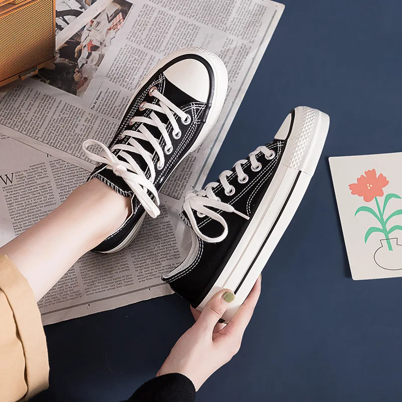 New Spring Thick-Soled Canvas Shoes Women's Versatile Casual Board Shoes Girls Students Cloth Shoes Vulcanized Women's Shoes