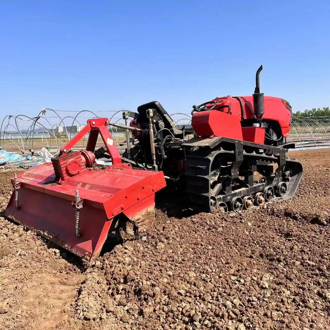 Rotary tiller for leveling and deep turning tracked cultivator, additional digging arm,weed and root removal customized