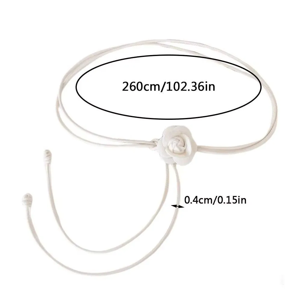 Fashion Leather Rope Waist Belt Camellia Flower Adjustable Waist Chain Sweet Knot Waistband