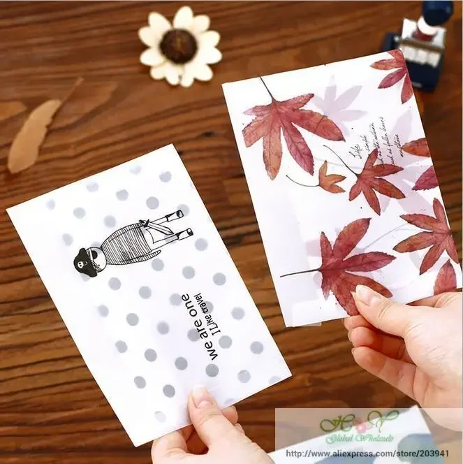 10pcs/lot 160*110mm New Vintage Leaves series Transparent Sulfuric acid paper Envelope card bag office school supplies