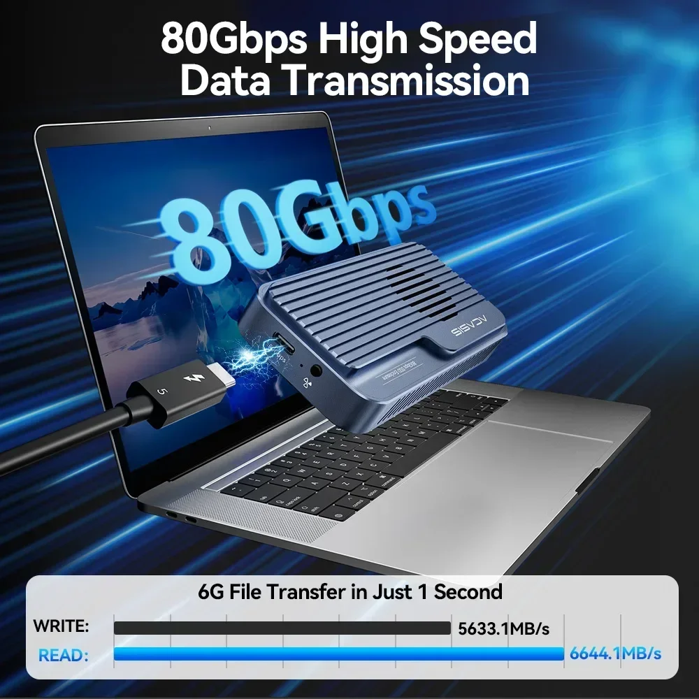ACASIS 80Gbps M.2 NVMe SSD Enclosure with Cooling Fan Compatible with Thunderbolt5/4/3 USB4 USB3.2/3.1/3 Support SSD B+M M-Key
