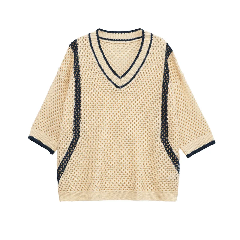 

2025 Autumn New Fashion V-neck Women Casual Loose Knitted Top Versatile Solid Color Female Hooded Knitted Shirt