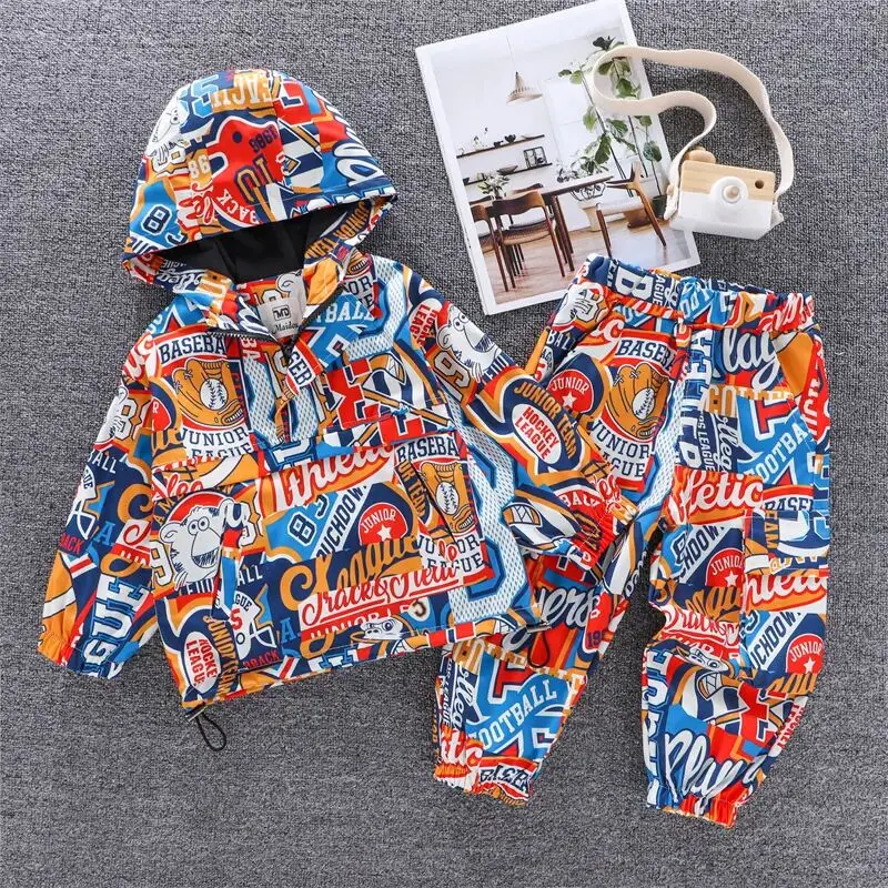 Boys Girl Clothing Set 2024 New Children\'s Baby Hooded Jacket Pants 2-piece Set Kids Outfits 2-9Y