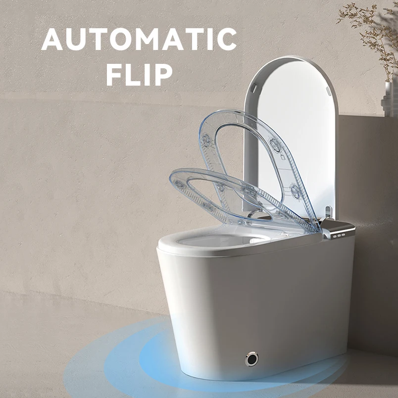 ZXHK Simple Design White Color Floor Mounted Intelligent Water Closet Bathroom U Shape Automatic Ceramic Smart Toilet Commode