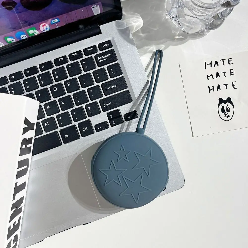 Circular Silicone Round Coin Purse Solid Color With Wrist Rope Earphone Storage Bag Key Storage Bag Star Small Item Bag Male