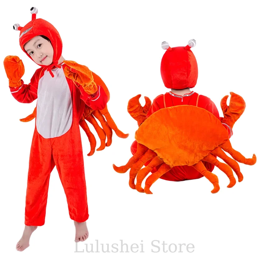 Costume per bambini con prestazioni di animali di Halloween, granchio, delfino, gamberetti, pinguino, costume per adulti, abbigliamento cosplay, costumi animali, tuta