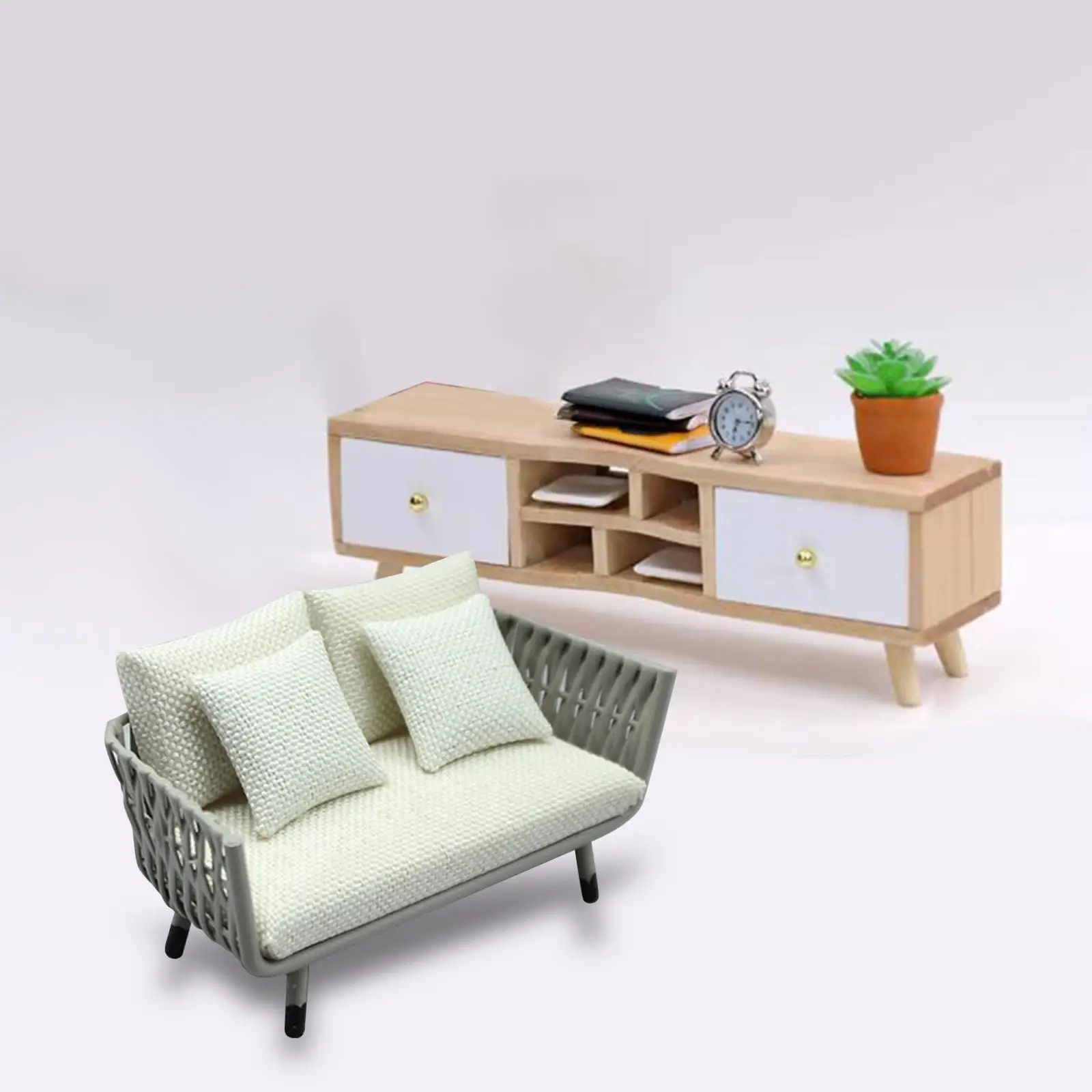 1/12 Scale Dollhouse Sofa Furniture Model Mini Sofa for 1/12 1/15 Scale Doll House