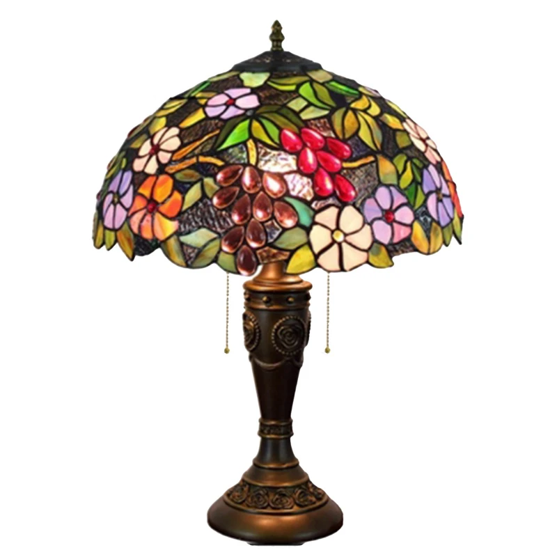 

Table lamp creative stained glass pastoral bedroom bedside lamp resin table lamp