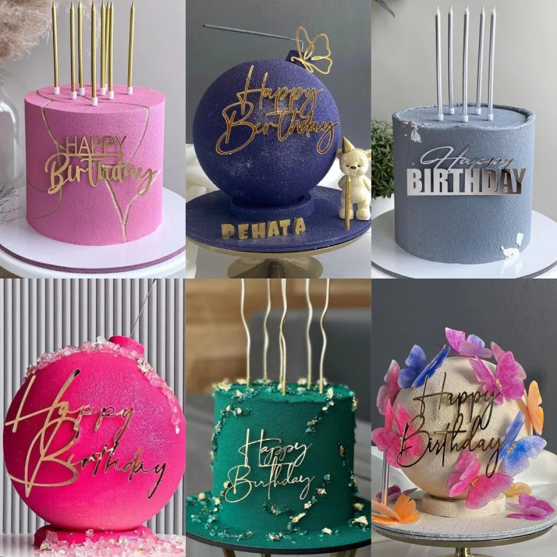 22 Styles Happy Birthday Side Cake Toppers Original Gold Birthday Cake Topper for Baby Birthday Party Cake Decorations