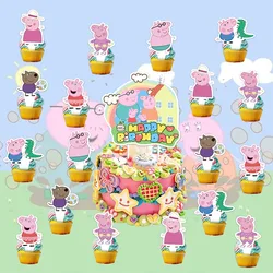 Décoration de gâteau Peppa Pig pour enfants, page de dessin animé, haut de gâteau George Chi, joyeux anniversaire, fête d'anniversaire, décorations de dessert, 25 pièces