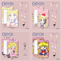 Sailor Moon Card Holder Cute Cartoon Girl Student ID Card Work Permit Protective Cover Neckpiece Children's Kawaii Birthday Gift