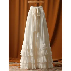 2024 Early Spring New White Unique and Exquisite Cake Skirt Elastic Waist Birthday Skirt Design Feeling Long Skirt