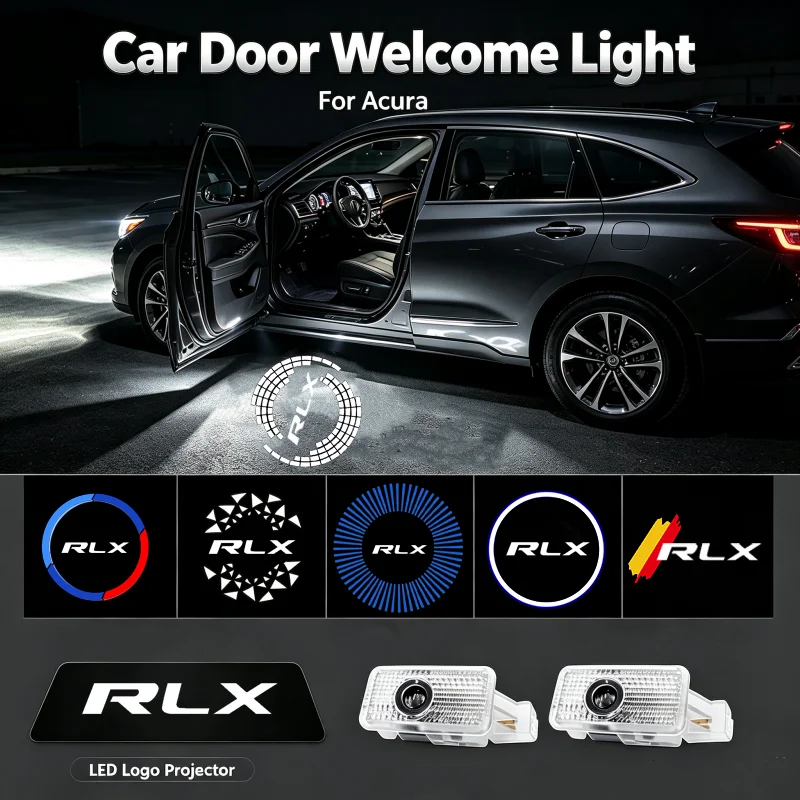 2PCS Ghost Shadow Logo LED Car Door Courtesy Projector Welcome Lamps For Acura RLX 2013‑2018 Interior Modification Accessories
