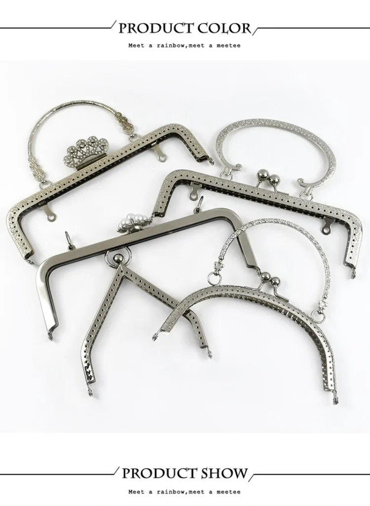1Pc Deepeel Silver Metal Bag Handles Purse Frame Women Handbag Wallet Kiss Clasp DIY Handmade Sewing Bracket Bags Accessories