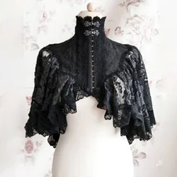 Turtleneck Shawl Cape Lace Medieval Vintage Women Luxury Fashion Elegant Retro Gothic Capes Ponchos Party Short Female Shawls