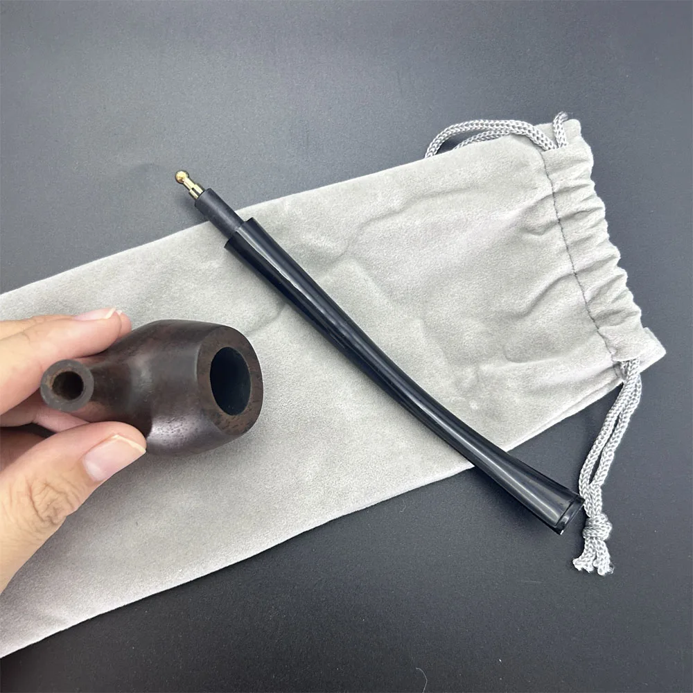 1pcs Handmade Natural Ebony Wood Pipe Durable Sandalwood Tobacco Smoke Pipes With Pipe Bag
