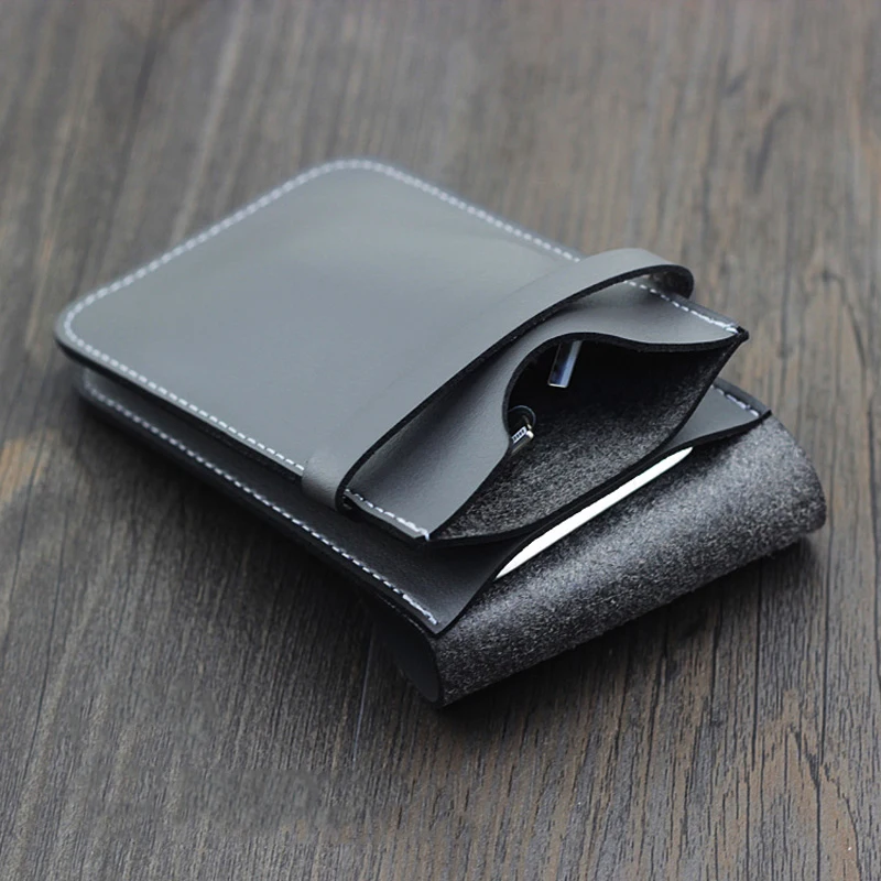Double-pouch protective leather case portable Storage bag For Samsung T7 touch T9 T5 SSD Portable mobile hard disk pouch MRB014