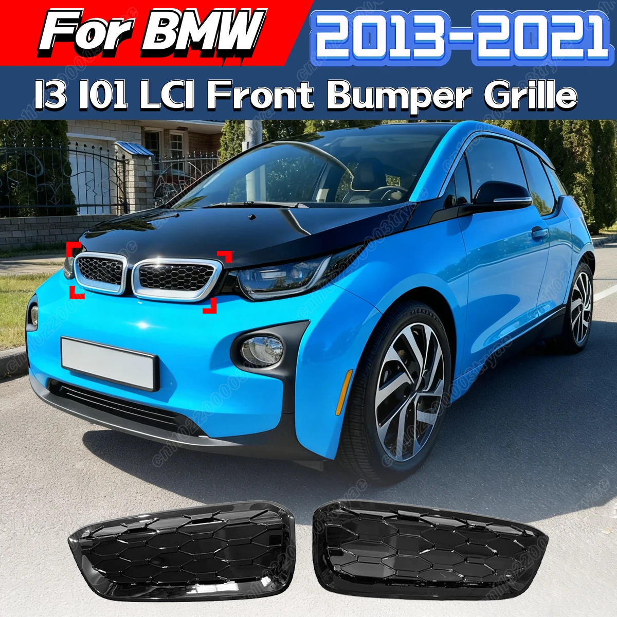 

For BMW I3 I01 LCI 2013 2014 2015 2016 2017 2018 2019 2020 2021 Car Front Bumper Radiator Kidney Grille Cover Body Modification