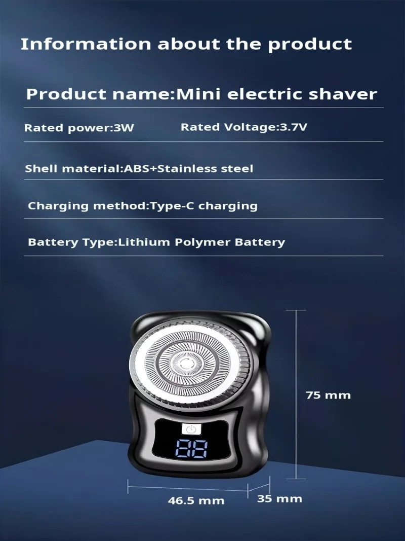 Car Portable Shaver Digital Display Rechargeable Shaver Travel Electric Shaver Men's Portable Shaver