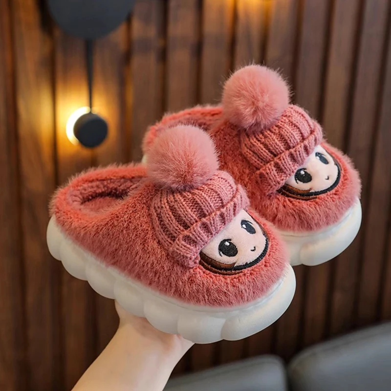 Children\'s slippers winter boys\' indoor home cartoon cute middle and small children\'s baby cotton slippers warm girls\' slippers