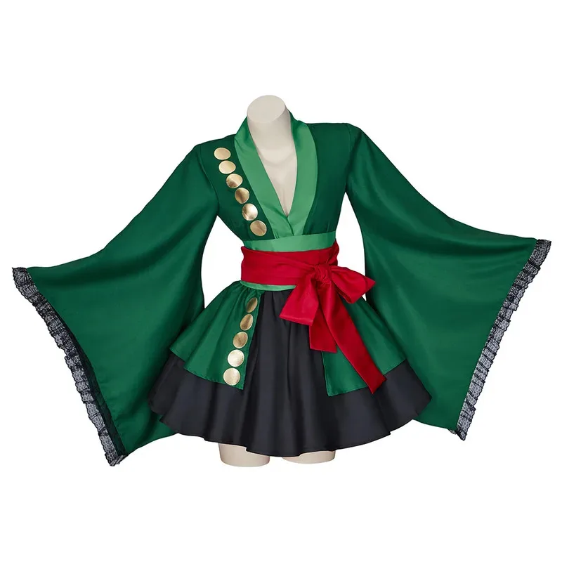 

Roronoa Anime Cosplay Costume for Men and Women, Halloween Outfits, One-Piece Kimono, Everak Dress, Belt, Complete Outfit