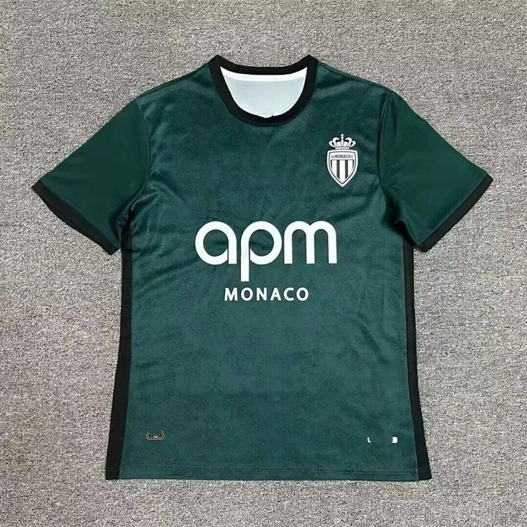 2025 Camisa de manga corta de entrenamiento estilo moto, ligue francesa 1 Monaco Home Fan estilo uniforme de entrenamiento de fútbol tela de secado rápido