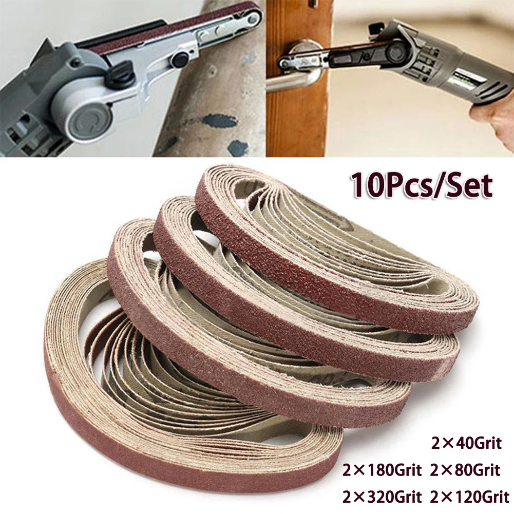 Air Belt Sanding Belts Sandpaper 10Pcs Set 13 457mm 40 80 120 180 320 Grit Abrasive Grinding Power Finger File