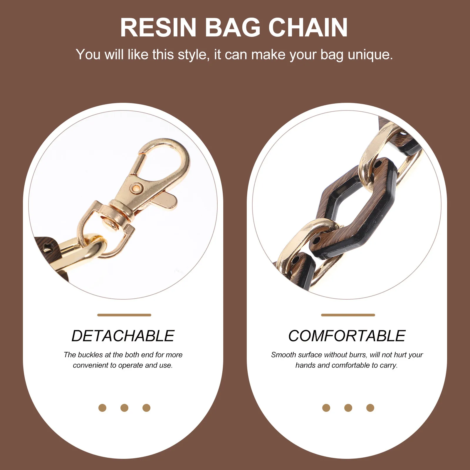 Acrylic Bag Chain Gold Purse Strap Replacement Messenger Ita Accessories Decoration Six Hexagon Chains Lightweight Strong
