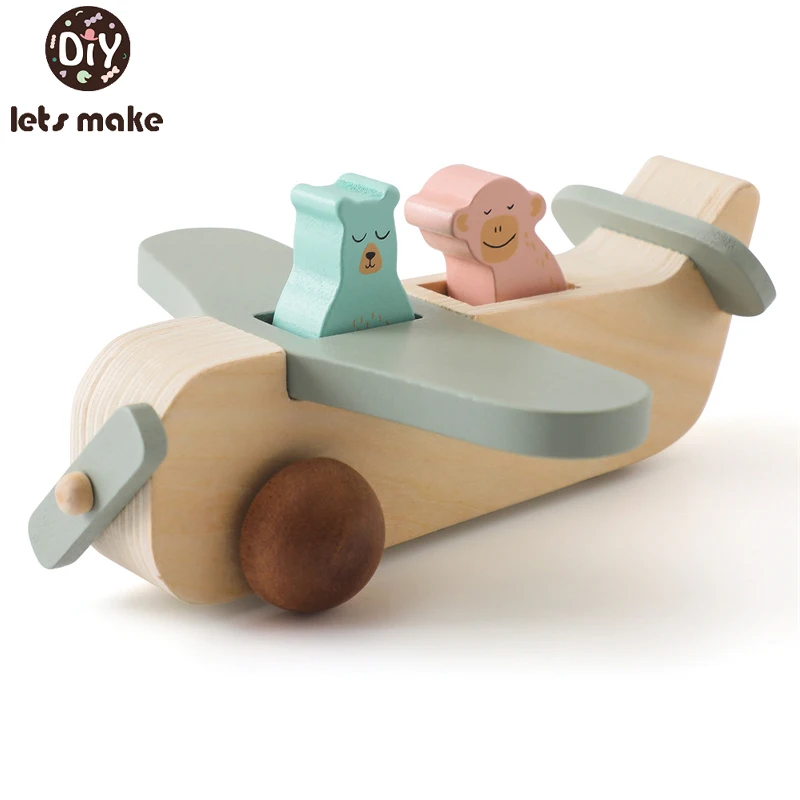 Wooden Airplane Model Montessori Educational toys Assembled Building Blocks Baby Aircraft Manned Toys Children Birthday Gifts