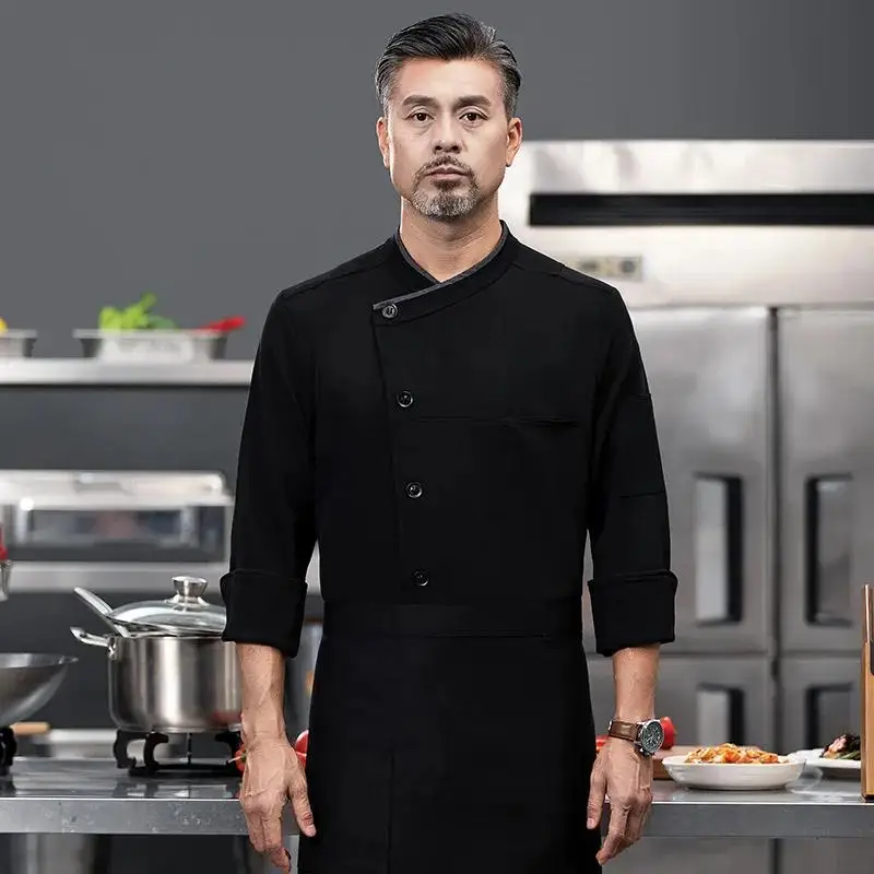 

Осень-зима Кейтеринг Шеф-повар Спецодежда с длинными рукавами Печатный логотип Вышивка Имя Ресторан Кафетерий Отель Кухня Пальто