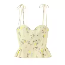 Going Out Tops for Women Floral Print Backless Corset - Yellow 2
