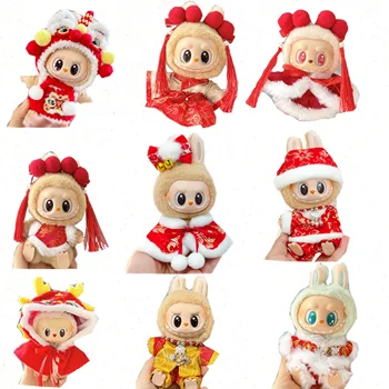 Labubu 1. 2. nesil kıyafet kıyafetleri için Yeni Yıl ve Bahar Şenliği antika Hanfu vinil kolye Labubu kıyafetleri için