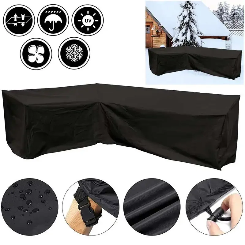 

Outdoor V Shape Corner Sofa Cover Waterproof Sofa Protective Cover All-Purpose Home Garden Rattan Furniture Dust Covers Black