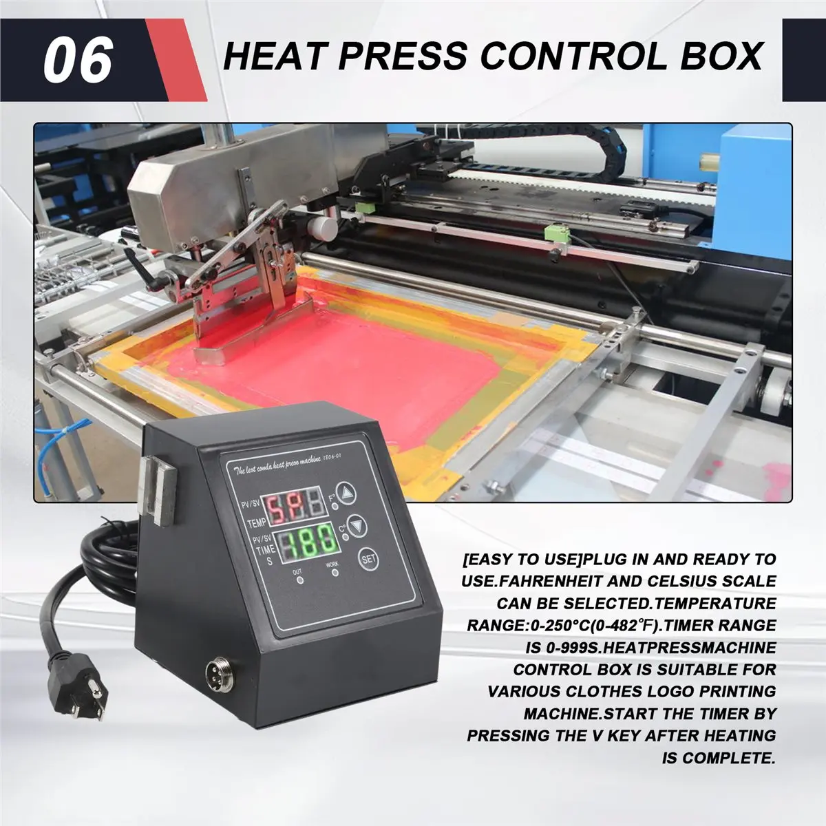 

howhow Heat Press Control Box Replacement Digital Panel Accessory Machine 1400W Temperature Controller 110V US Plug