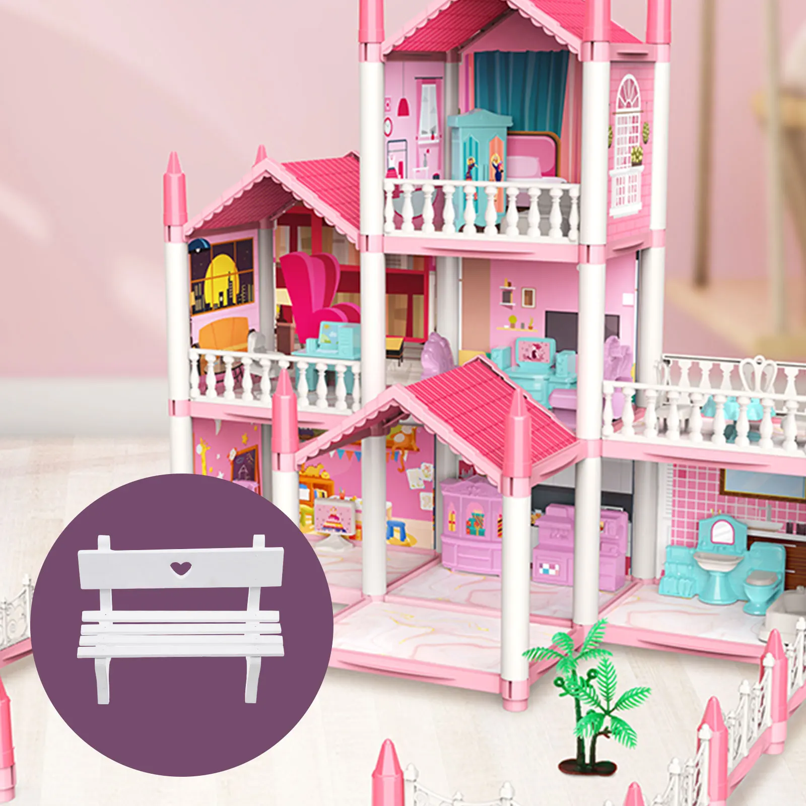 

Wooden Chair Ornament Mini House Decor For House Accessories Bedroom Dressing Room Miniature Bench Home Adornment Playhouse Tool