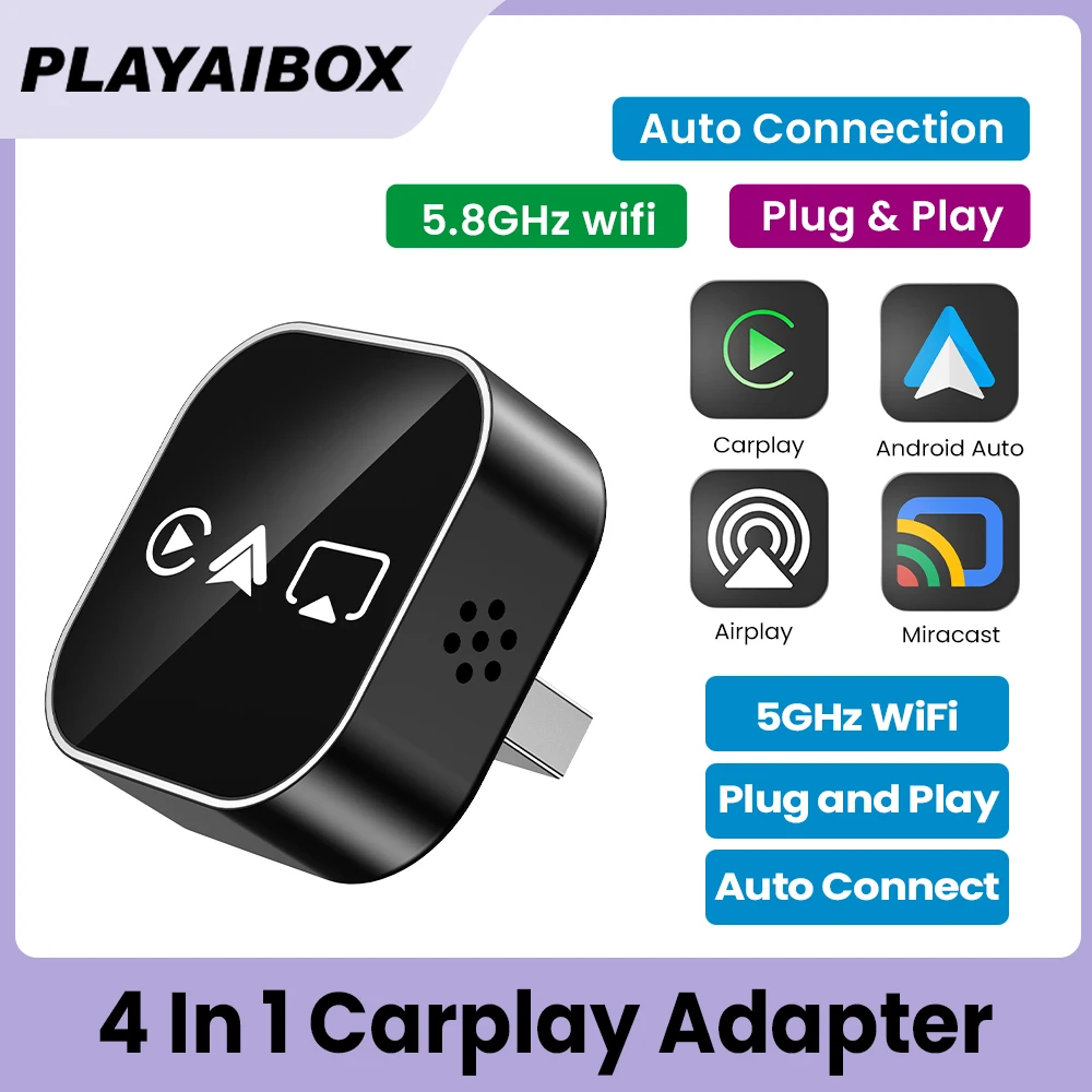 

Новинка 2026: Обновленный беспроводной донгл 4-в-1 для CarPlay и Android Auto с поддержкой 5 ГГц Wi-Fi, USB-адаптер для автомобиля, Plug and Play, OTA-обновление