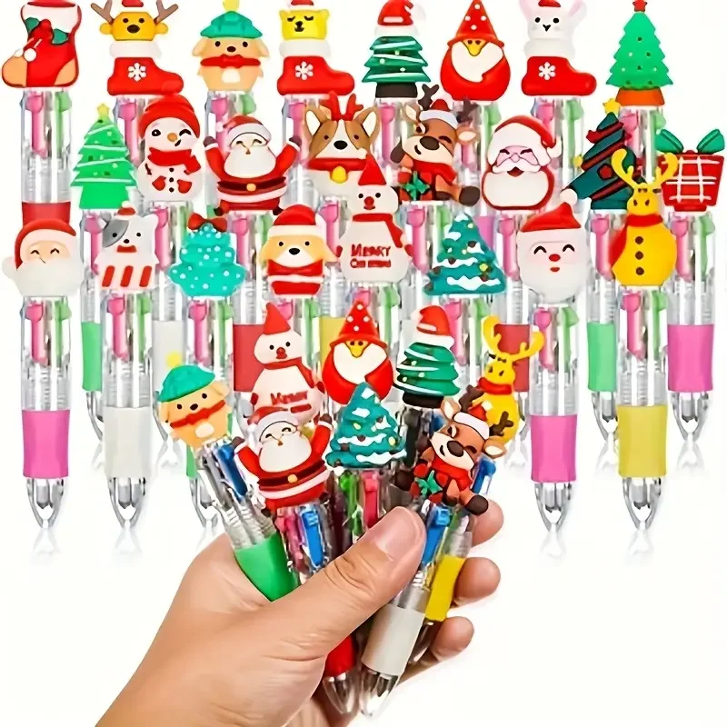 20pcs Mini Christmas Theme Multicolor Ballpoint Pens Suitable for Holiday Birthday Party Office (Random Assortment)