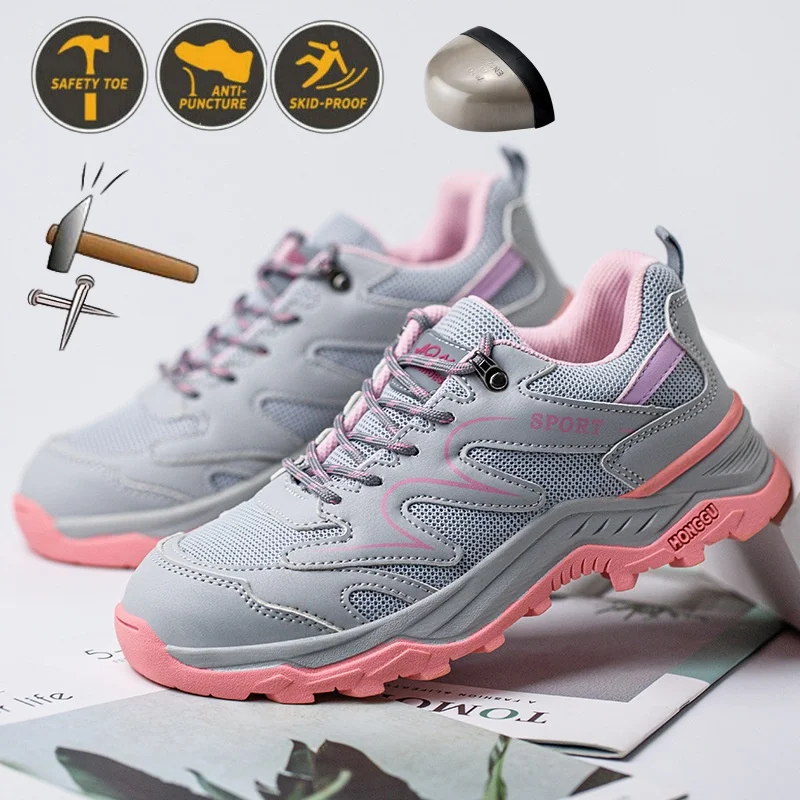 Anti-stab Safety Shoes Women Steel Toe Shoes Puncture Proof Breathable Work Safety Boots Female Construction Work Shoes