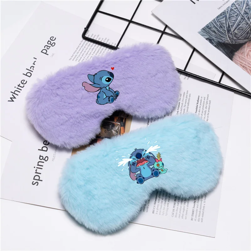 Disney Stitch Eye Mask Plush Faux Rabbit Fur Shade Sleep Anime Lilo & Stitch Travel Sleep Eye Care Relax Boys Girl Birthday Gift