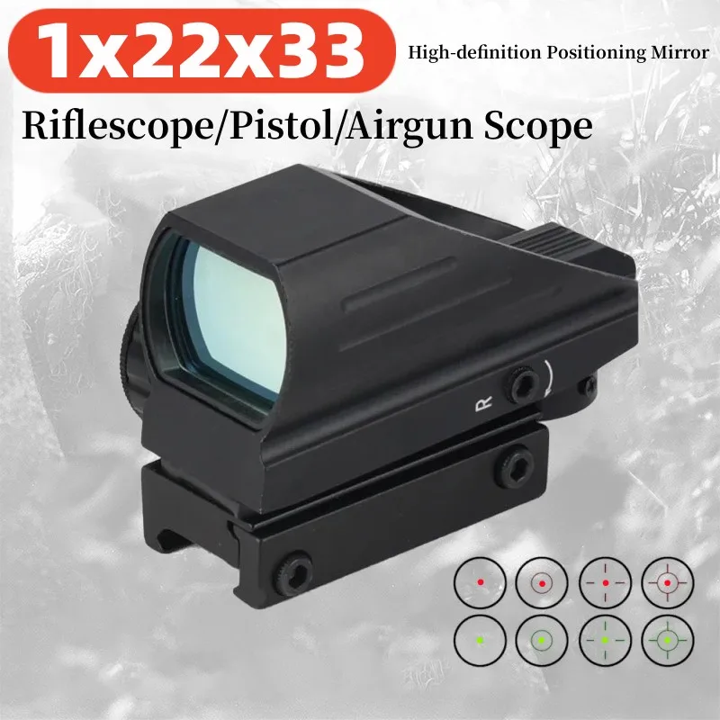 

Tactical Red Dot Sight Red Green 4 Reticle Adjustable Holographic Projected Airgun Scope Compact Riflescope Hunting Accessory