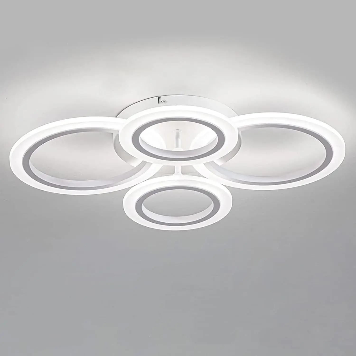 

34W LED Ceiling Light with Remote,3000-6000K Dimmable Modern Flush Mount Ceiling Lighting Fixture White 4 Rings Round Chandelier