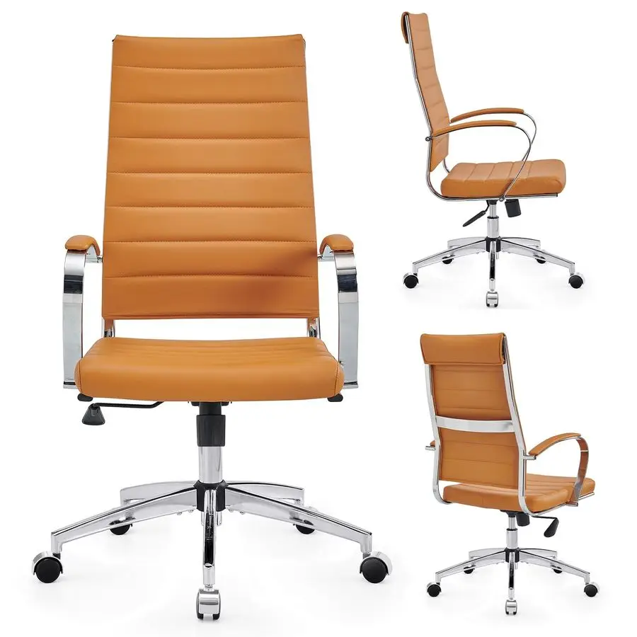 

Современный офисный стул руководителя с подлокотниками, регулируемый, поворотный, из черной кожи