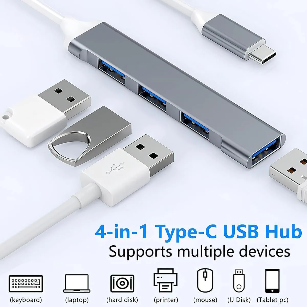 USB 2.0 Hub Type C Hub 4 Port High Speed Type C Splitter 5Gbps For PC Computer Accessories Multiport HUB 4 USB 3.0 2.0 Ports