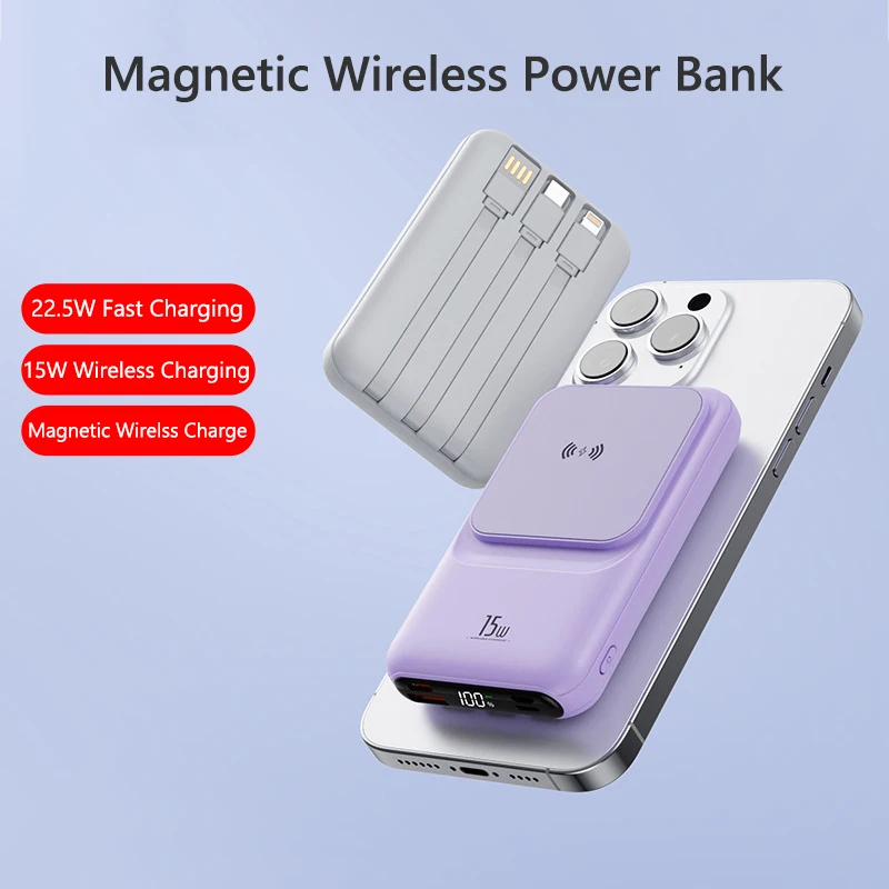 

Magnetic Wireless Power Bank 20000mAh 22.5W Fast Charging External Battery Charger for Huawei Samsung iPhone 14 PD 20W Powerbank